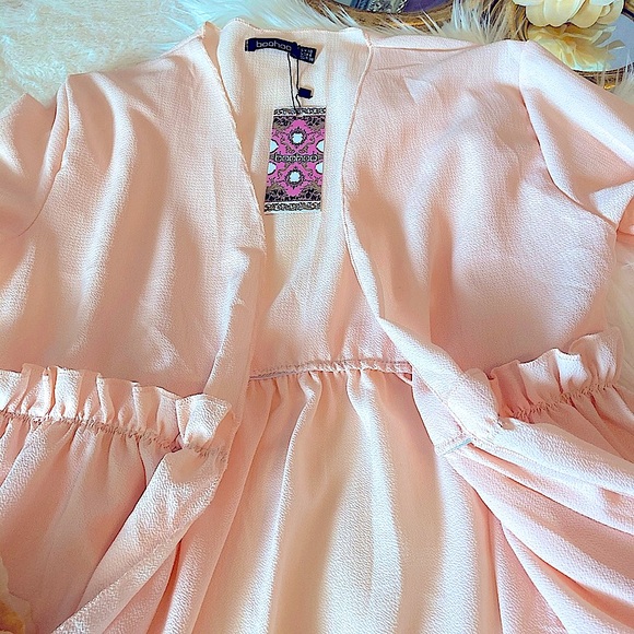 Boohoo Frill Embellished Blush Kimono SZ-10 - Picture 8 of 15
